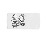 Azeeda 'Happy Holidays Cute Snowman' Pill Box with Tablet Splitter (PI00038979)