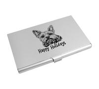 Azeeda 'Happy Holidays Yorkshire Terrier' Business Card Holder/Credit Card Wallet (CH00044735)