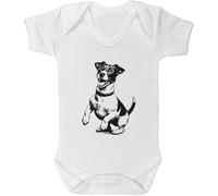 Azeeda 'Happy Jack Russell' Baby Grow - White, 6-12m (GR00189996)