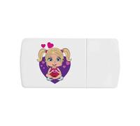 Azeeda 'Happy Little Girl' Pill Box with Tablet Splitter (PI00038746)