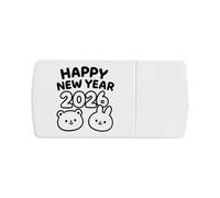 Azeeda 'Happy New Year 2026 Cute Bunny and Bear' Pill Box with Tablet Splitter (PI00038976)