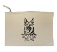 Azeeda 'Happy New Year 2026 German Shepherd' Canvas Clutch Bag/Accessory Case (CL00048576)