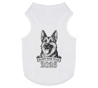 Azeeda 'Happy New Year 2026 German Shepherd' Pet Dog/Cat T-Shirt, L (PT00170311)