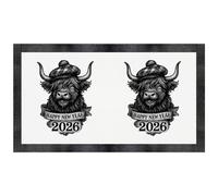 Azeeda 'Happy New Year 2026 Highland Cow ' Pet Feeding Mat (PM00033854)