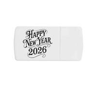 Azeeda 'Happy New Year 2026' Pill Box with Tablet Splitter (PI00038974)