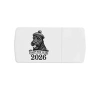 Azeeda 'Happy New Year 2026 Scottish Terrier' Pill Box with Tablet Splitter (PI00038975)
