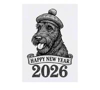 Azeeda 'Happy New Year 2026 Scottish Terrier' Temporary Tattoo - Water Resistant, Skin-Safe, Non-Toxic Transfer (TO00093605)