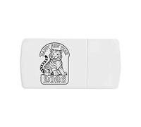 Azeeda 'Happy New Year 2026 Tiger' Pill Box with Tablet Splitter (PI00038973)