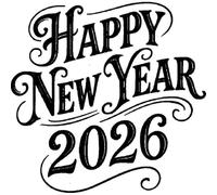 Azeeda 'Happy New Year 2026' Unmounted Rubber Stamp - for Crafting, Scrapbooking and Card Making - Size A8 (RS00065472)