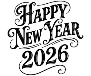 Azeeda 'Happy New Year 2026' Unmounted Rubber Stamp - for Crafting, Scrapbooking and Card Making - Size A8 (RS00065472)