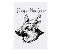 Azeeda 'Happy New Year German Shepherd ' Temporary Tattoo - Water Resistant, Skin-Safe, Non-Toxic Transfer (TO00094687)