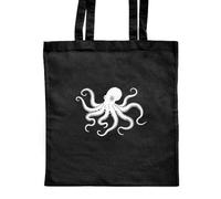 Azeeda 'Happy Octopus ' Classic Black Tote Shopper Bag (ZB00024196)