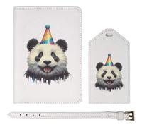 Azeeda 'Happy Party Panda' Passport Cover & Luggage Tag Travel Set (PA00030460)
