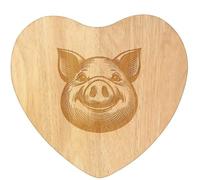 Azeeda 'Happy Pig Face' Heart Chopping Board (WB00087755)
