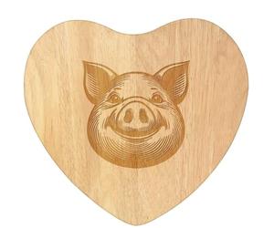 Azeeda 'Happy Pig Face' Heart Chopping Board (WB00087755)