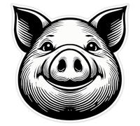 Azeeda 'Happy Pig Face' White Premium Vinyl Decal Sticker - Waterproof, Durable & Easy to Apply - Ideal for Car Bumpers, Windows, Bins and More - XL (460mm) (DW00139035)