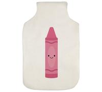 Azeeda 'Happy Pink Crayon' Hot Water Bottle Cover (HW00050169)