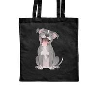 Azeeda 'Happy Pit Bull Terrier' Classic Black Tote Shopper Bag (ZB00025546)