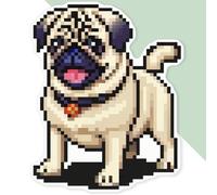 Azeeda 'Happy Pixel Art Pug' White Premium Vinyl Decal Sticker - Waterproof, Durable & Easy to Apply - for Car Bumpers, Windows, Bins & More - XL (460mm) (DW00103787)
