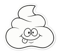 Azeeda 'Happy Poo' White Premium Vinyl Decal Sticker - Waterproof, Durable & Easy to Apply - for Car Bumpers, Windows, Bins & More - Medium (100mm) (DW00048722)