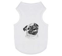 Azeeda 'Happy Pug Portrait' Pet Dog/Cat T-Shirt, L (PT00175371)