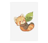 Azeeda 'Happy Red Panda with Leaf' Poster - A2 Portrait (PP00376598)