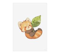 Azeeda 'Happy Red Panda with Leaf' Poster - A5 Portrait (PP00376595)