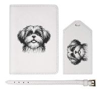 Azeeda 'Happy Shih Tzu Dog' Passport Cover & Luggage Tag Travel Set (PA00032574)
