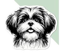 Azeeda 'Happy Shih Tzu Dog' White Premium Vinyl Decal Sticker - Waterproof, Durable & Easy to Apply - Ideal for Car Bumpers, Windows, Bins and More - Medium (100mm) (DW00129109)