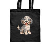 Azeeda 'Happy Sitting Cockapoo' Classic Black Tote Shopper Bag (ZB00028454)