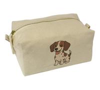 Azeeda 'Happy Sitting Jack Russell' Canvas Wash Bag/Makeup Case (CS00048062)