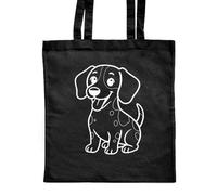 Azeeda 'Happy Sitting Jack Russell' Classic Black Tote Shopper Bag (ZB00028451)