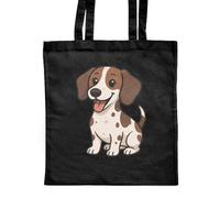 Azeeda 'Happy Sitting Jack Russell' Classic Black Tote Shopper Bag (ZB00028452)