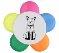 Azeeda 'Happy Smiling Fox Sitting' Flower Shape Highlighter Pen (HL00045264)