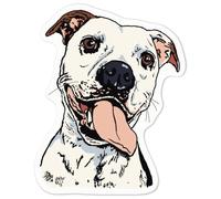 Azeeda 'Happy Staffy' White Premium Vinyl Decal Sticker - Waterproof, Durable & Easy to Apply - for Car Bumpers, Windows, Bins & More - Medium (100mm) (DW00183070)
