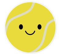 Azeeda 'Happy Tennis Ball' White Premium Vinyl Decal Sticker - Waterproof, Durable & Easy to Apply - for Car Bumpers, Windows, Bins & More - Large (210mm) (DW00205270)