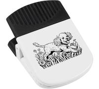 Azeeda 'Happy Toy Poodle Running with Flowers' Magnetic Clip (CP00049828)