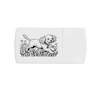 Azeeda 'Happy Toy Poodle Running with Flowers' Pill Box with Tablet Splitter (PI00037499)