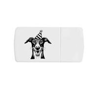 Azeeda 'Happy Whippet Wearing Party Hat' Pill Box with Tablet Splitter (PI00038691)
