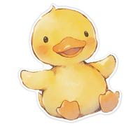 Azeeda 'Happy Yellow Duck Sitting' White Premium Vinyl Decal Sticker - Waterproof, Durable & Easy to Apply - Ideal for Car Bumpers, Windows, Bins and More - XL (460mm) (DW00133887)