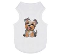 Azeeda 'Happy Yorkshire Terrier' Pet Dog/Cat T-Shirt, M (PT00152086)