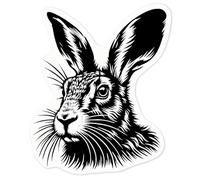 Azeeda 'Hare Portrait' Clear Premium Vinyl Decal Stickers - Waterproof, Durable & Easy to Apply - for Car Bumpers, Windows, Bins & More - Medium (100mm) (DC00132153)