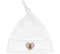 Azeeda 'Heart Bee' Knotted Baby Hat - White (BH00037970)