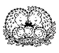 Azeeda 'Hedgehog Family Cuddle' Reusable Stencil - Durable Decorative Template for Painting and Spraying on Walls, Tiles, Wood, Fabric & Craft Projects - S (A6) (WS00071196)