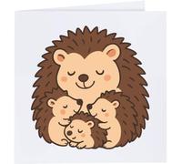 Azeeda 'Hedgehog Family' Greeting Card - Square (GC00100247)