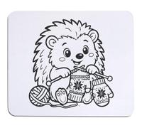 Azeeda 'Hedgehog Knitting Mittens' Mouse Mat/Desk Pad (MO00048215)