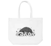 Azeeda 'Hedgehog Sleeping with Flowers' Tote Shopping Bag For Life (BG00086166)