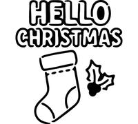 Azeeda 'Hello Christmas' Reusable Stencil - Durable Decorative Template for Painting and Spraying on Walls, Tiles, Wood, Fabric & Craft Projects - S (A6) (WS00071286)