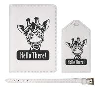Azeeda 'Hello There Cute Giraffe' Passport Cover & Luggage Tag Travel Set (PA00035041)
