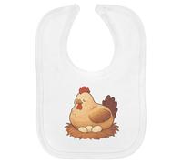 Azeeda 'Hen Sitting on Nest' Baby Bib - White (BI00066295)